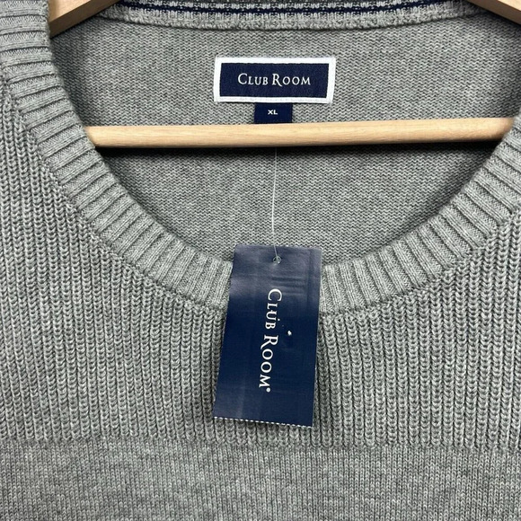 Club Room Mens XL Textured Cotton Crew Neck Pullover Sweater Gray NWT - Picture 5 of 6